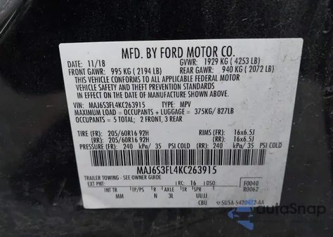 2019 Ford Ecosport S from USA, damaged, VIN MAJ6S3FL4KC263915
